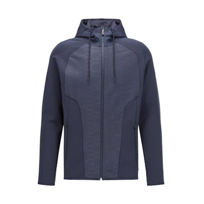 HUGO BOSS Navy Blue Solid Zip-Up Casual Sweatshirt 50456417-410