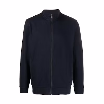 HUGO BOSS Navy Blue Solid Zip-Up Stand Collar Jacket 50490955-404