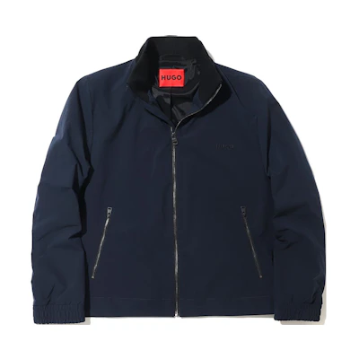 HUGO BOSS Navy Blue Stand Collar Zip-Up Loose-Fit Jacket 50484442-402