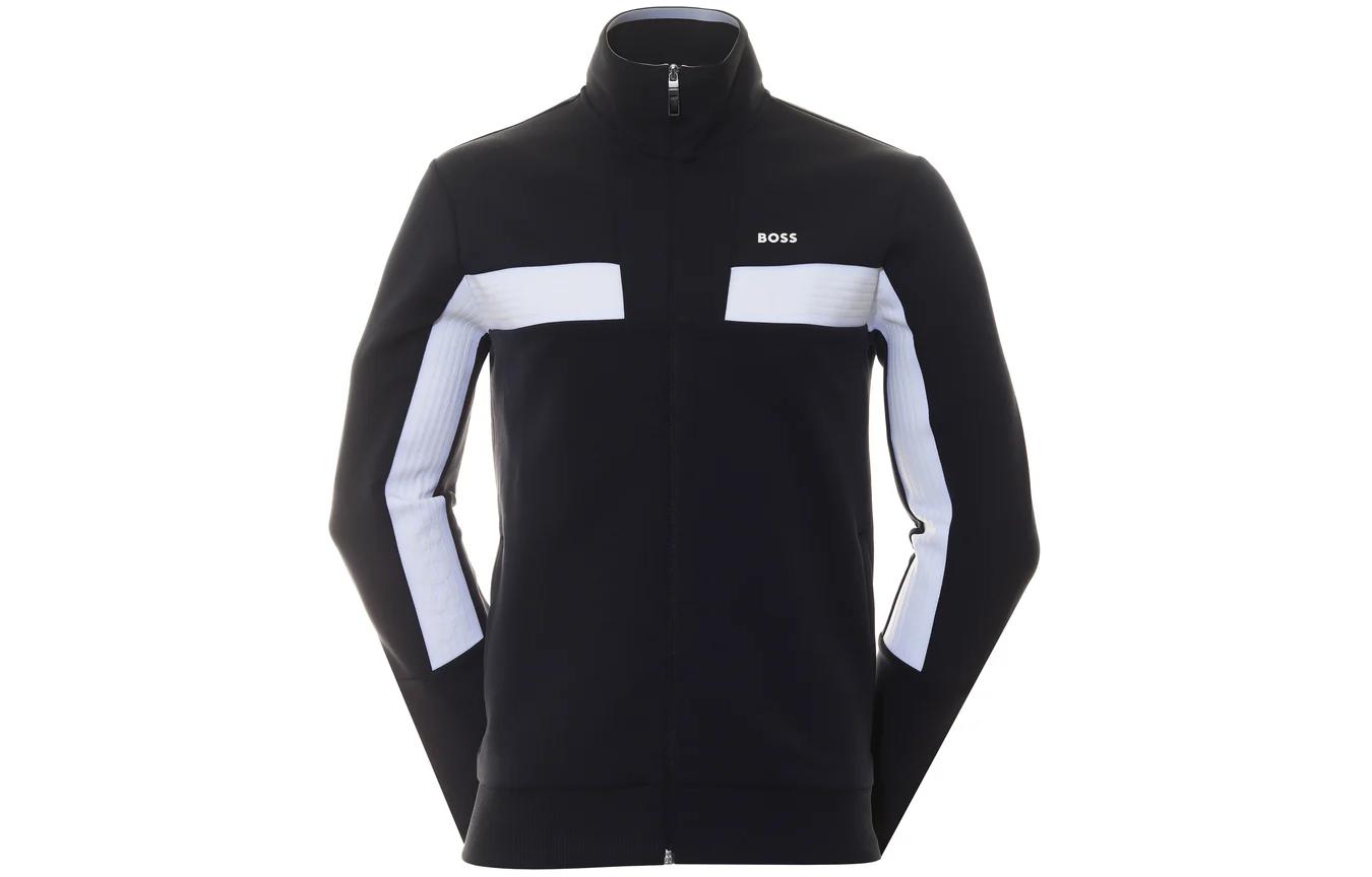 HUGO BOSS Navy Contrasting Letter Print Zip-Up Slim Fit Jacket for Men 50493470-402