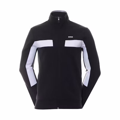HUGO BOSS Navy Contrasting Letter Print Zip-Up Slim Fit Jacket for Men 50493470-402