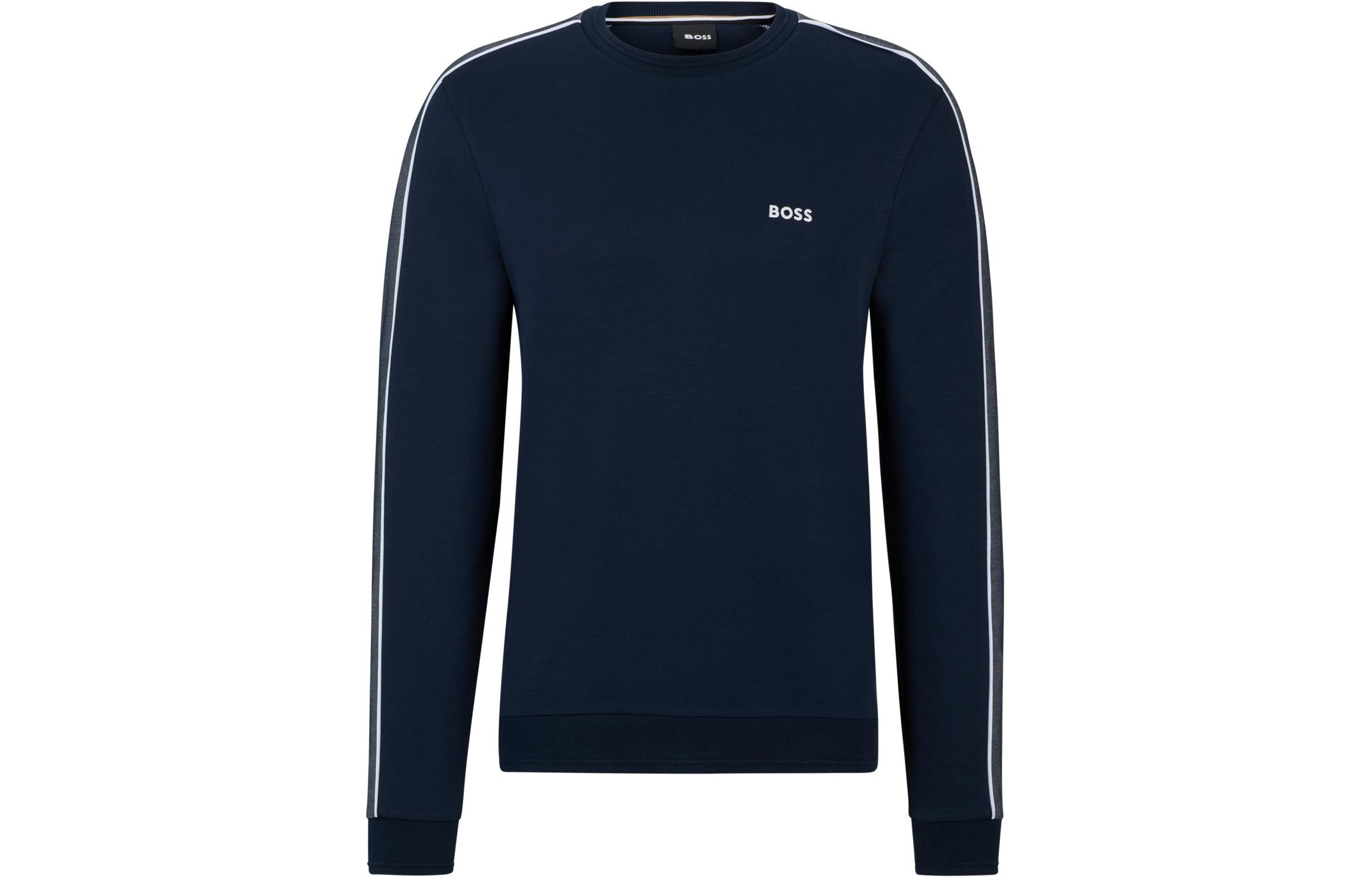 HUGO BOSS Navy Cotton-Blend Sweatshirt with Embroidered Logo 50511030-403