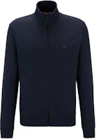 HUGO BOSS Navy Cotton Terry Zip-Up Jacket with Logo Patch 50511709-404 HUGO BOSS Navy Cotton Terry Zip-Up Jacket with Logo Patch 50511709-404