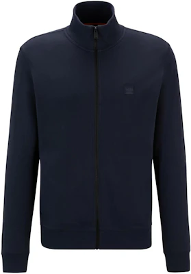 HUGO BOSS Jaket Zip-Up Navy Cotton Terry dengan Logo Patch 50511709-404 Order HUGO BOSS Jaket Zip-Up Navy Cotton Terry dengan Logo Patch 50511709-404