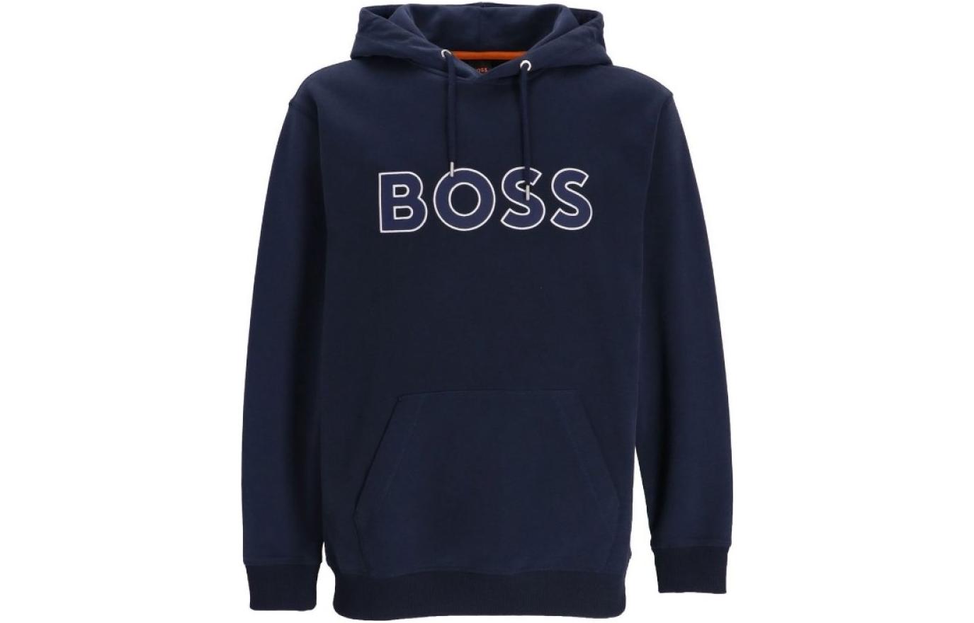 HUGO BOSS Navy Hoodie with Front Letter Print 50483453-404