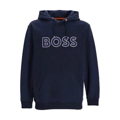 HUGO BOSS Navy Hoodie with Front Letter Print 50483453-404