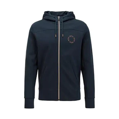 HUGO BOSS Navy Logo Print Zip-Up Hoodie Jacket 50423593-412