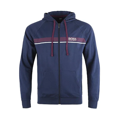 HUGO BOSS Navy Logo Print Zip-Up Hoodie Jacket 50460328-402