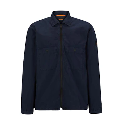HUGO BOSS Navy Solid Logo Collar Long Sleeve Jacket 50488038-404
