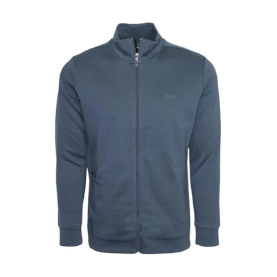 HUGO BOSS Navy Solid Logo Print Zipper Jacket with Stand Collar 50412906-410