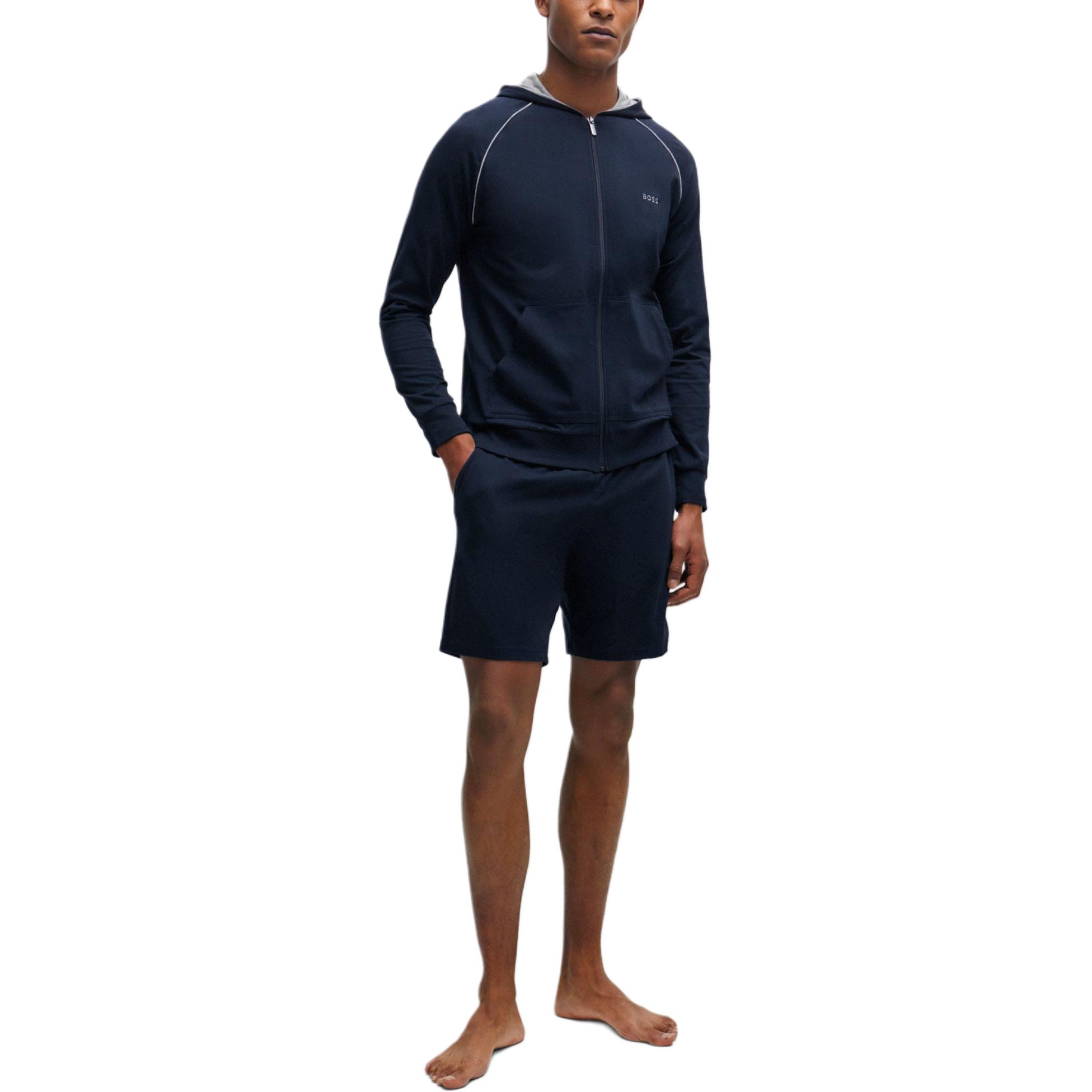 Purchase HUGO BOSS 海軍藍伸縮棉拉鍊連帽外套 帶Logo細節 50515392-403