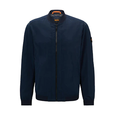 HUGO BOSS Navy Water-Repellent Crinkle Cotton-Effect Jacket 50513937-404