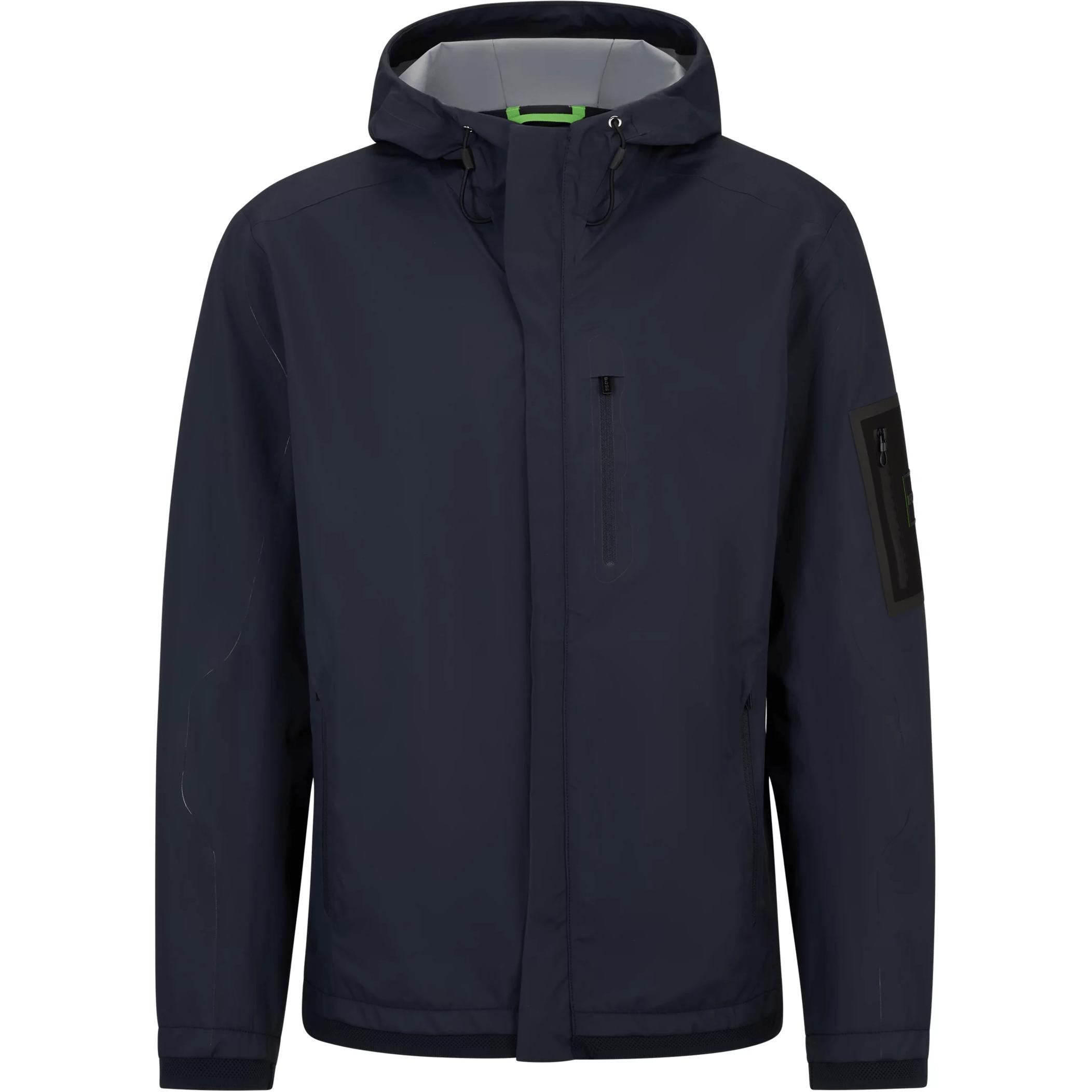 HUGO BOSS Navy Water-Repellent Hooded Jacket with Debossed Details for Men 50499844-402
