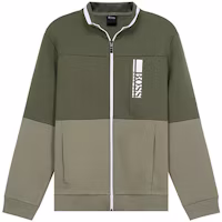 HUGO BOSS Olive Green & Gray Cotton Sweatshirt with Logo Embroidery 50447023-302 HUGO BOSS Olive Green & Gray Cotton Sweatshirt with Logo Embroidery 50447023-302