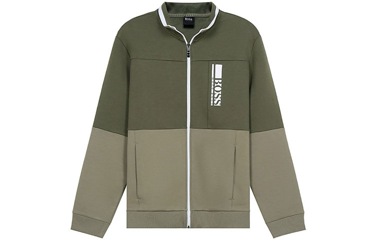 HUGO BOSS Olive Green & Gray Cotton Sweatshirt with Logo Embroidery 50447023-302 圖 2