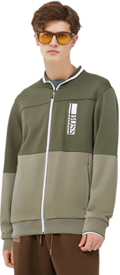 HUGO BOSS Olive Green & Gray Cotton Sweatshirt with Logo Embroidery 50447023-302 Shop HUGO BOSS Olive Green & Gray Cotton Sweatshirt with Logo Embroidery 50447023-302