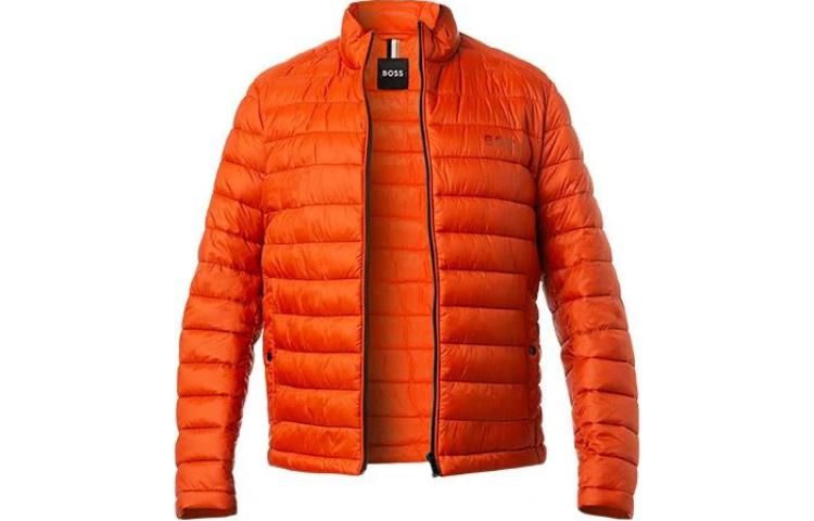 HUGO BOSS Orange Down Jacket with Stand Collar and Zipper 50481548-801
