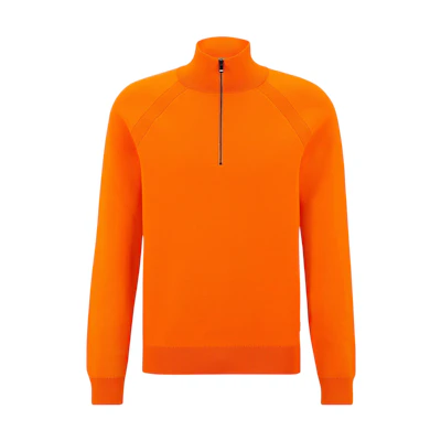HUGO BOSS Orange Half-Zip Mock Neck Pullover Sweatshirt with Logo 50489063-829