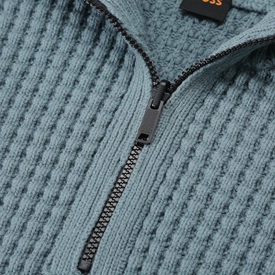 HUGO BOSS Orange SS24 綠色半拉鍊高領長袖毛衣 50498947-375 Details for HUGO BOSS Orange SS24 綠色半拉鍊高領長袖毛衣 50498947-375