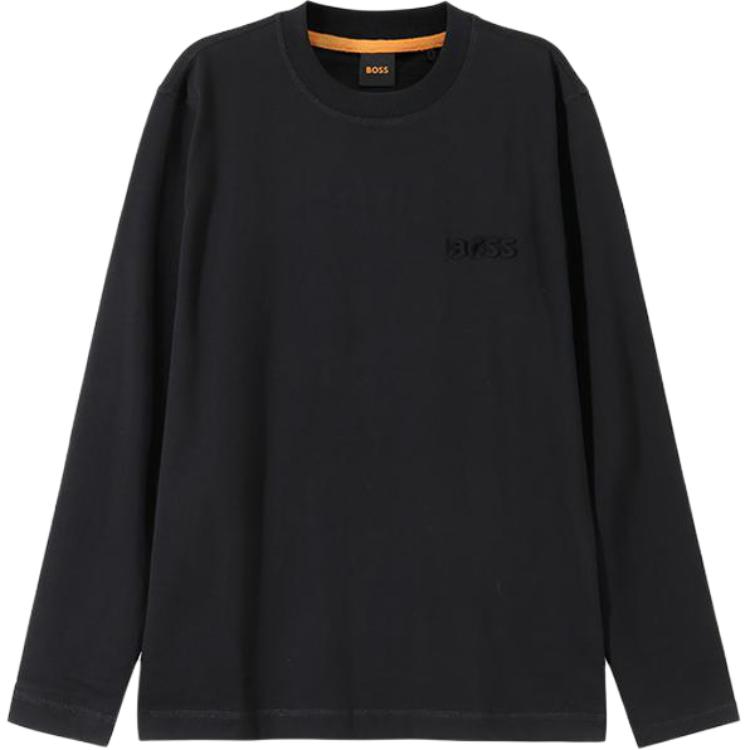 HUGO BOSS Orange SS24 Black Crewneck Sweatshirt with Embroidered Logo 50499276-001