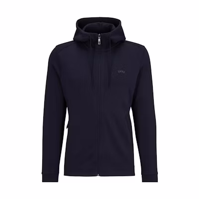 HUGO BOSS Organic Cotton Logo Zip Hoodie - Dark Blue 50469104-402