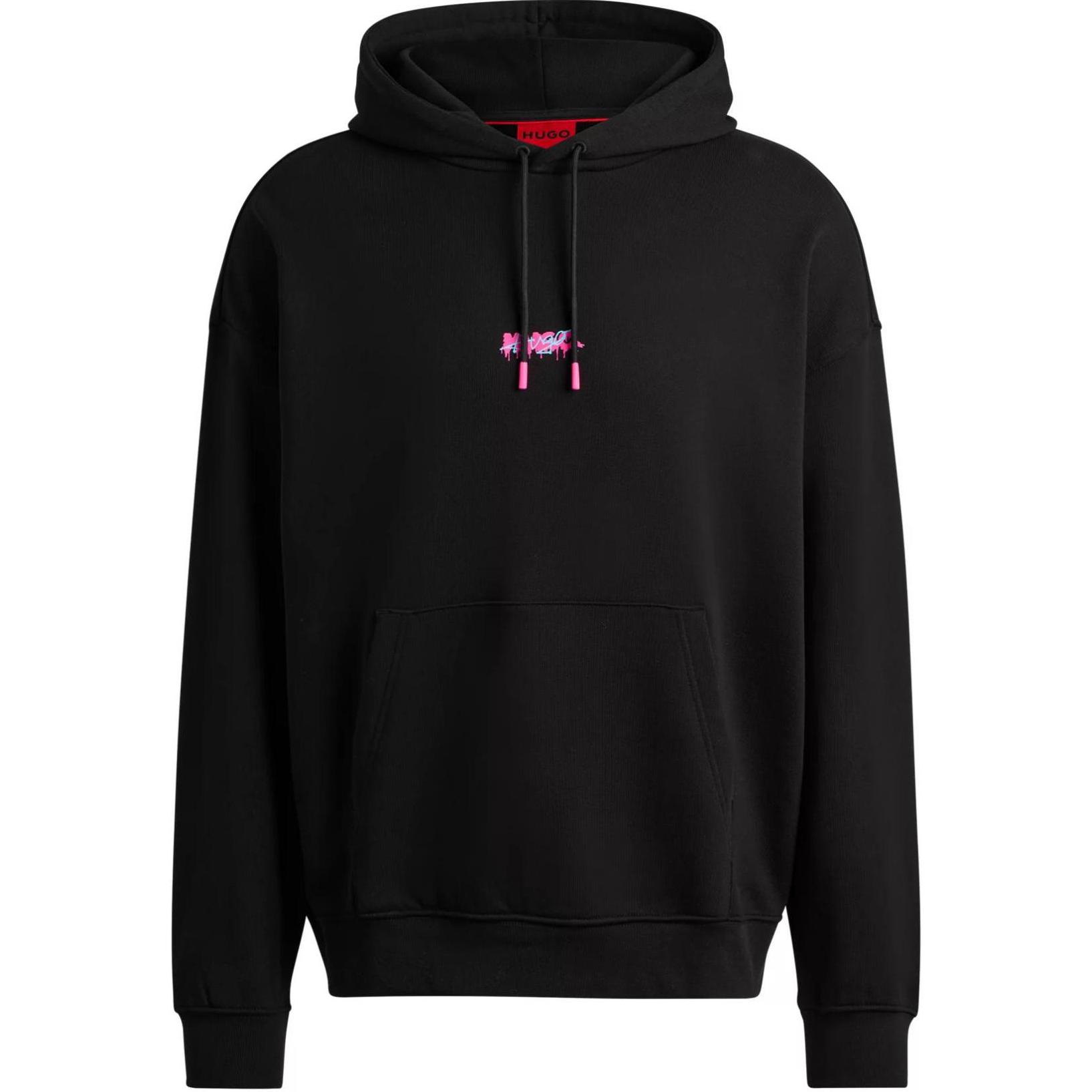 HUGO BOSS Oversized Cotton-Terry Hoodie with Seasonal Logo in Black 50509979-001