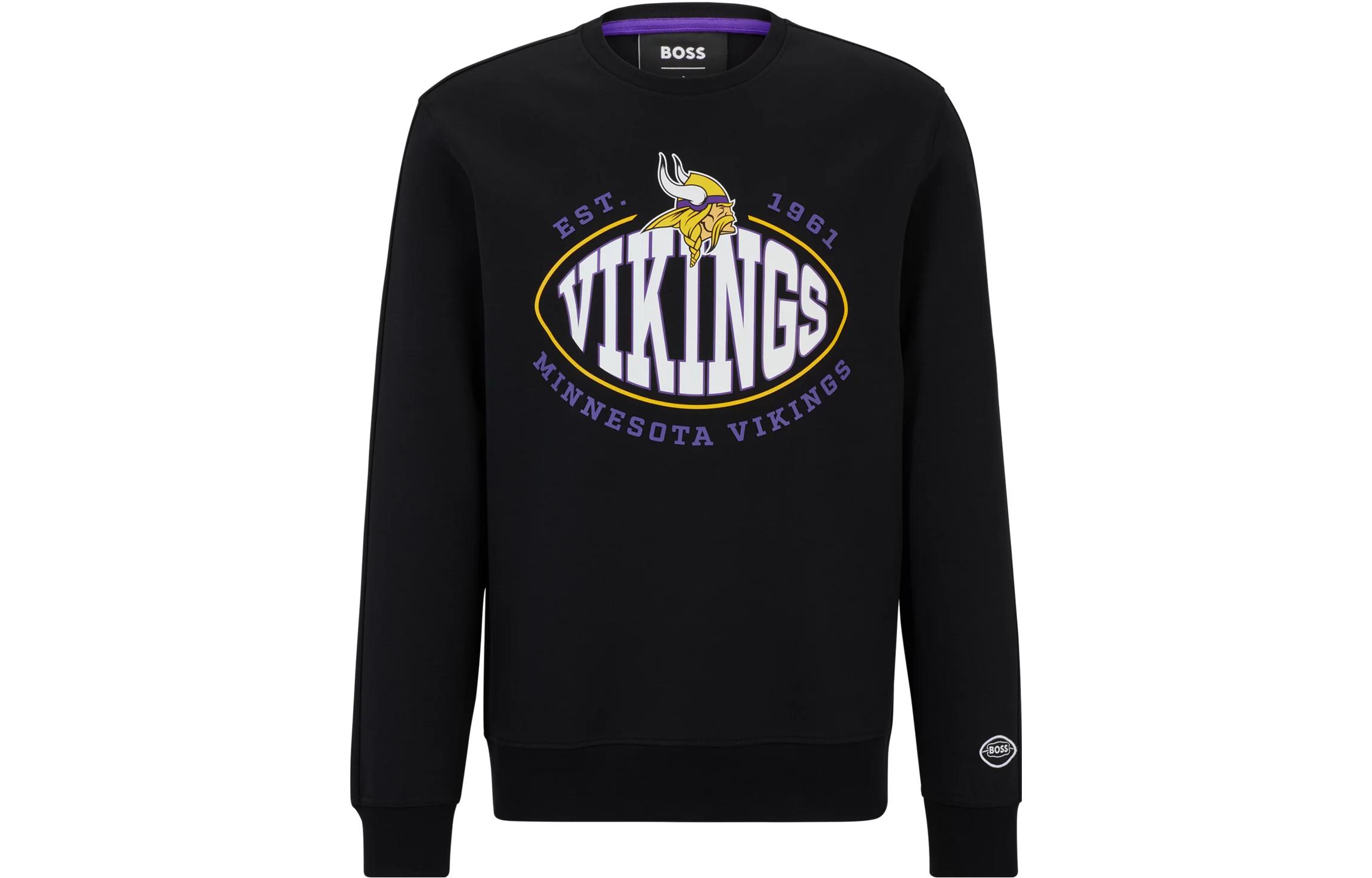 HUGO BOSS Oversized Crewneck Logo Print Long-Sleeve Sweatshirt Black (Men) 50504600-014