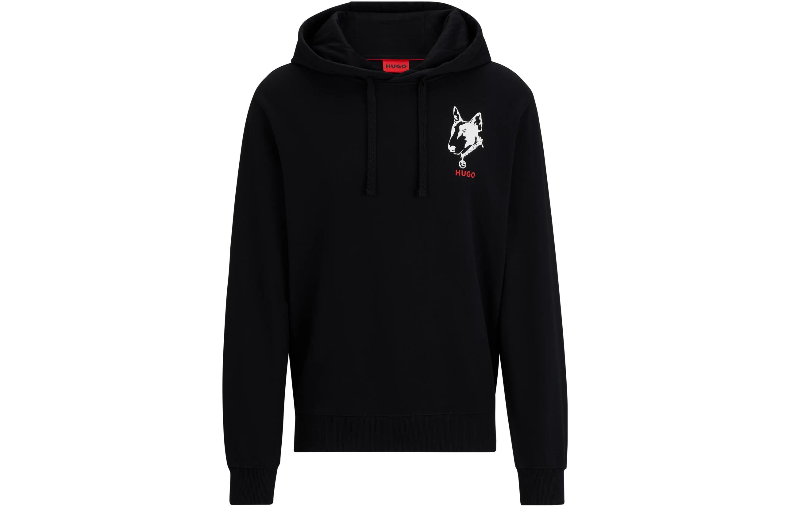 HUGO BOSS Oversized Graphic Hoodie Black Long Sleeve 50509184-001