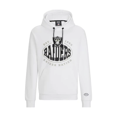 HUGO BOSS Oversized Hoodie White - Solid Color with Logo Design 50504598-104