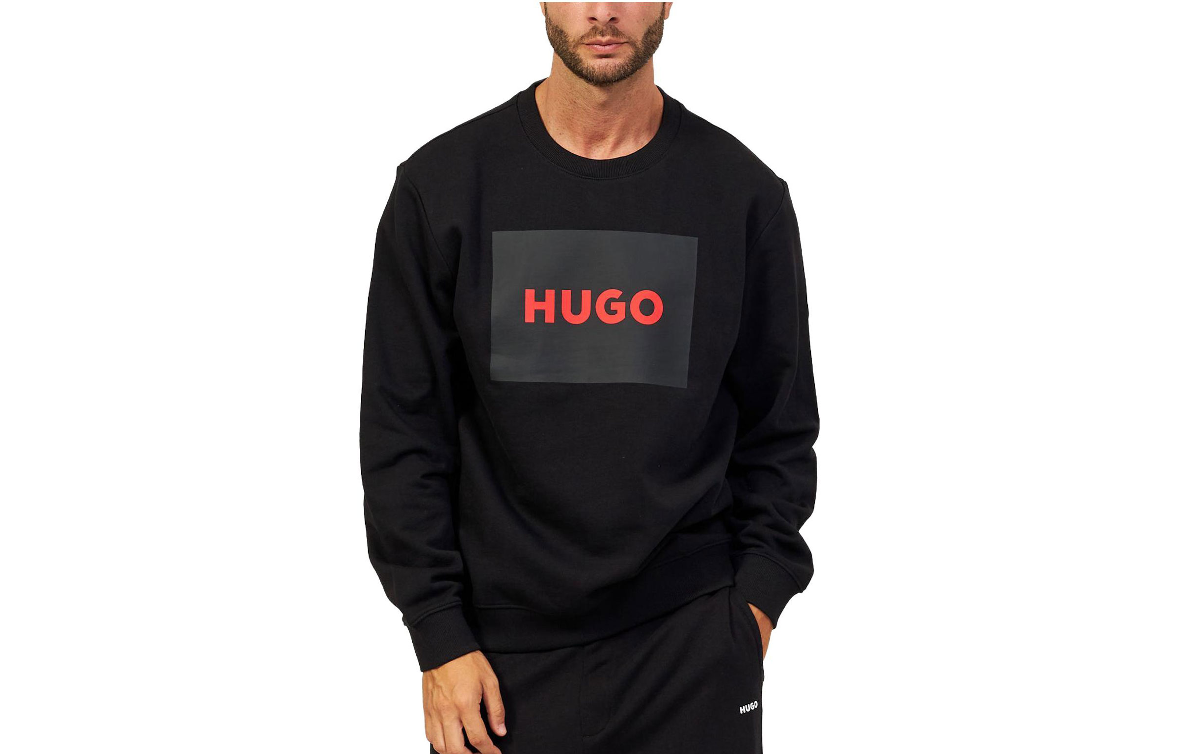 HUGO BOSS Oversized Logo Print Crewneck Sweatshirt - Black 50467944-007