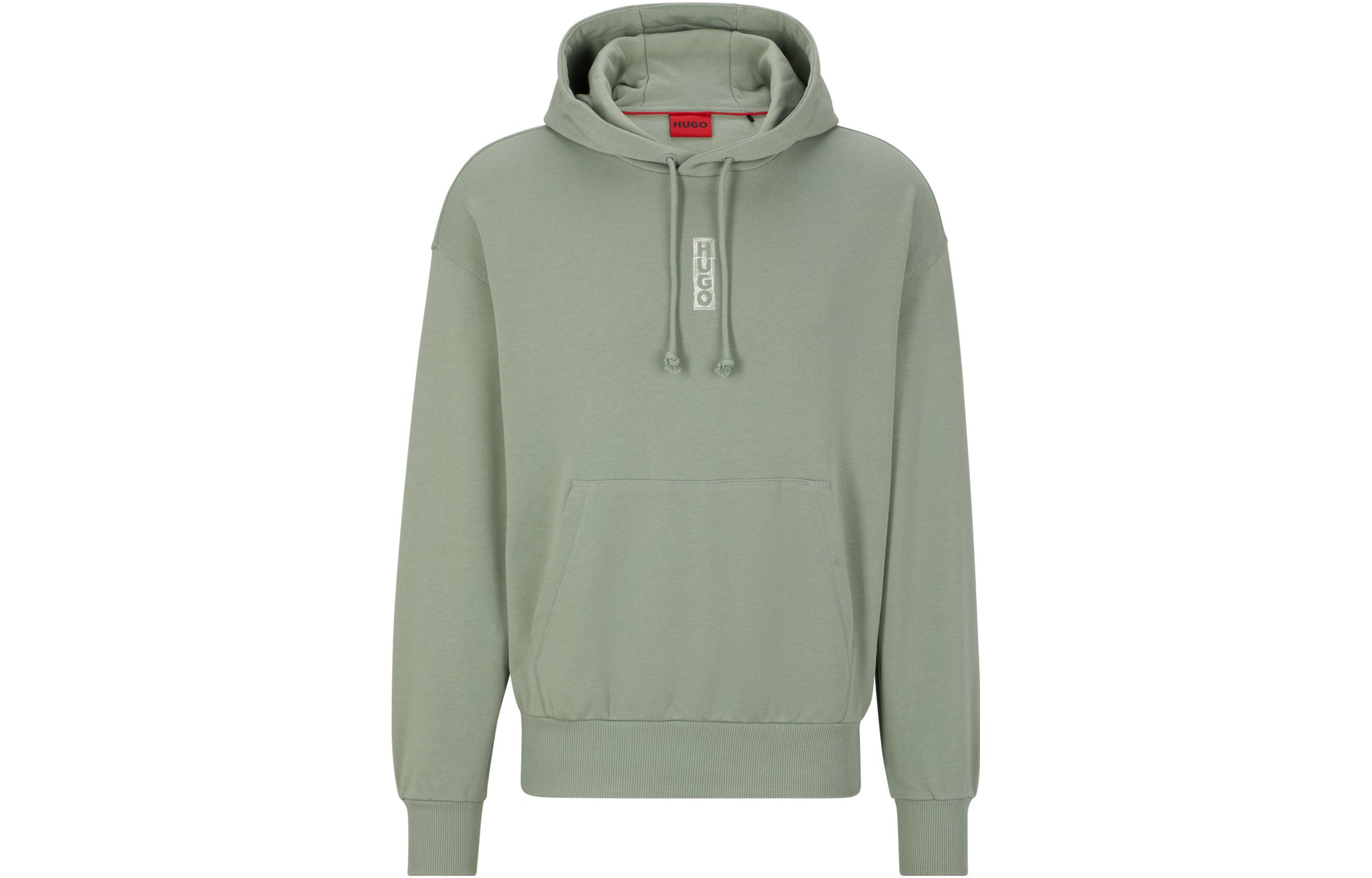 HUGO BOSS Oversized Logo Print Hoodie in Khaki Green 50494180-330