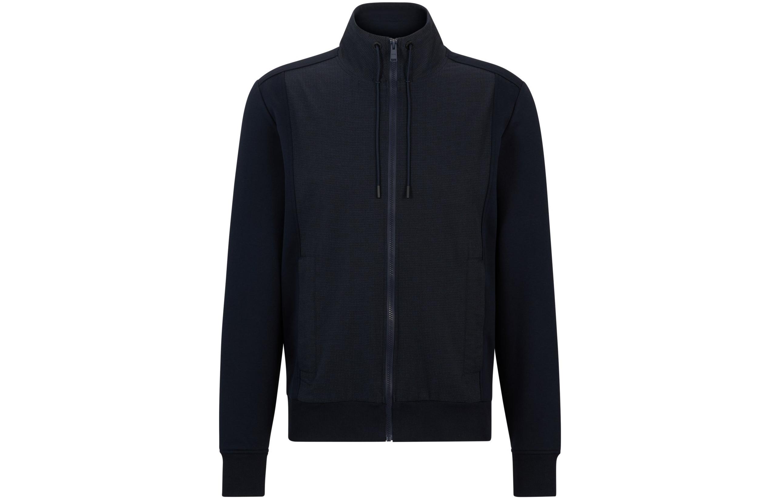 HUGO BOSS Packable Zip-Up Sweatshirt with Air-Mesh Panels Men’s Navy Jacket 50512706-404