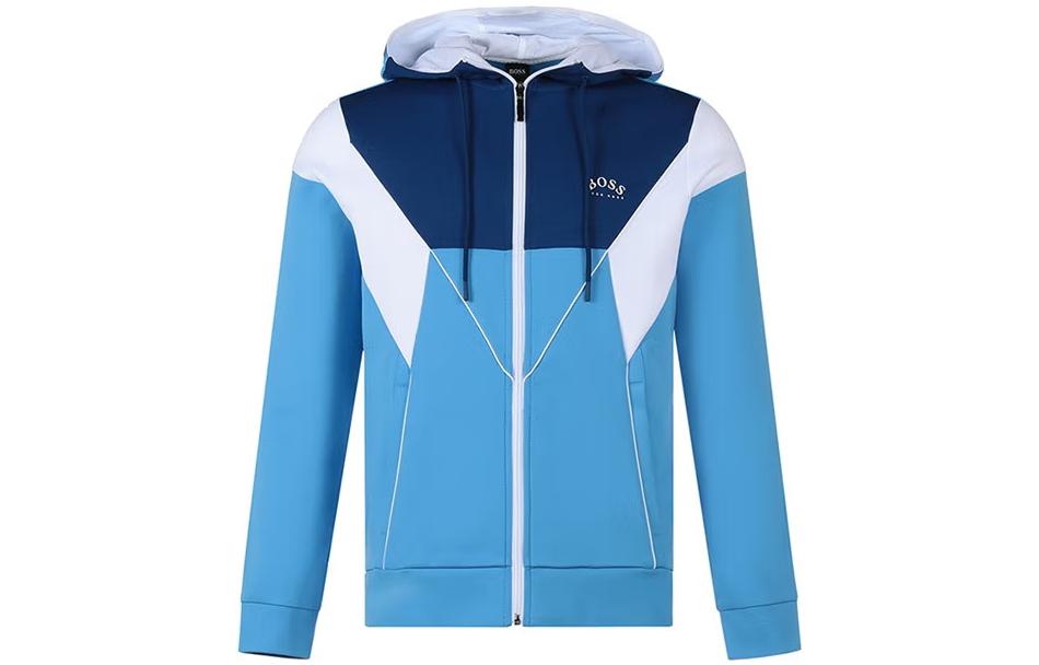 HUGO BOSS Panelled Zip Hoodie Men’s Blue 50457043-495