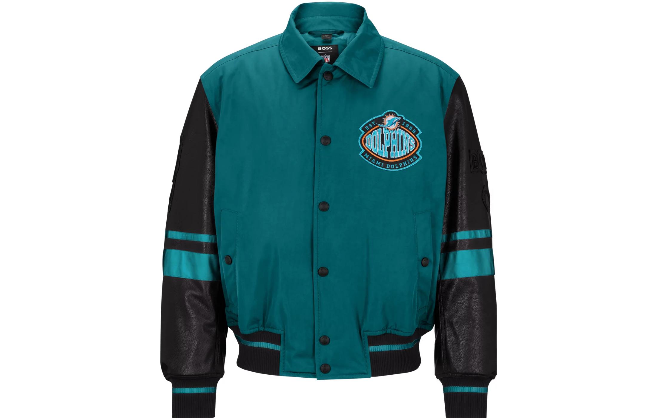 HUGO BOSS Patchwork Button-Up Bomber Jacket Men’s Blue 50505936-354