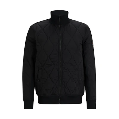 HUGO BOSS Patchwork Zip-Up Stand Collar Jacket Black - 50498854-001