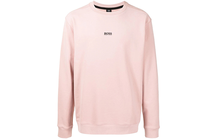 HUGO BOSS Pink Crewneck Sweatshirt with Logo Print for Men 50459462-689