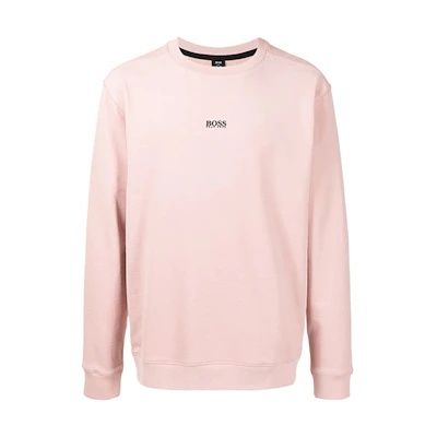 HUGO BOSS Pink Crewneck Sweatshirt with Logo Print for Men 50459462-689