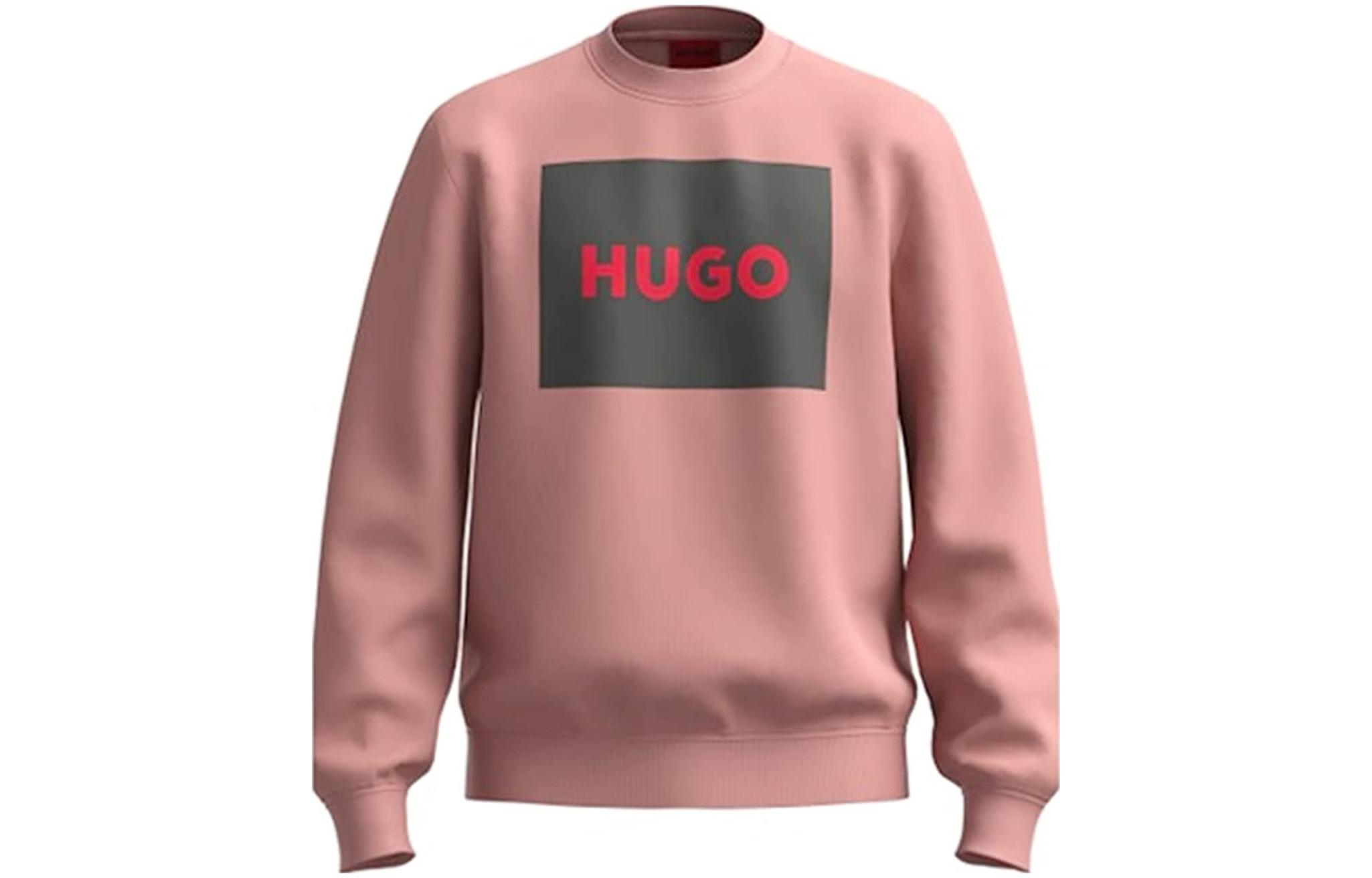 HUGO BOSS Pink Pullover Sweatshirt with Logo Print 50467944-665