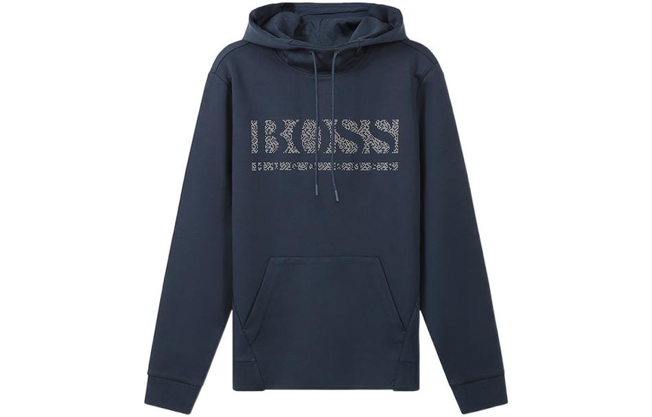HUGO BOSS Pixel Logo Blue Hoodie for Men 50456422-410