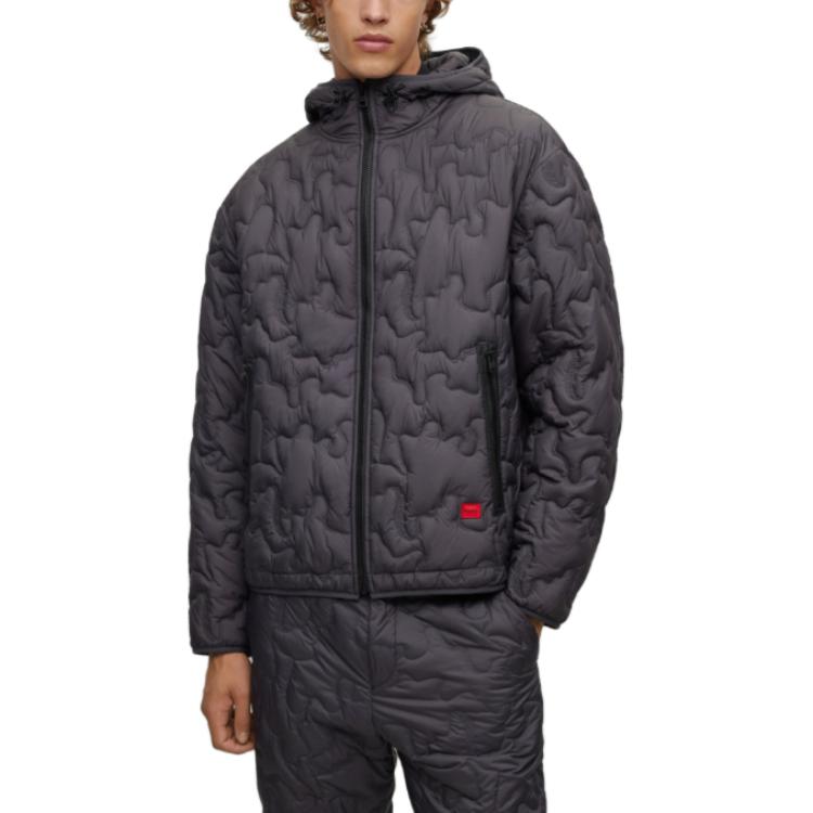 HUGO BOSS Plain Patch Quilted Cotton Hoodie Jacket Navy Blue Men’s 50496405-023 圖 4