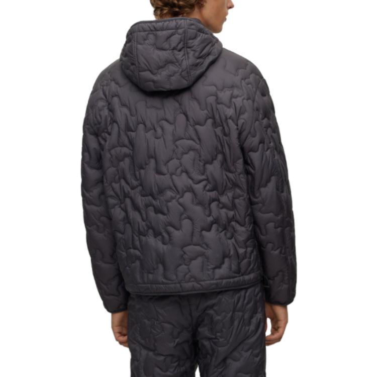 HUGO BOSS Plain Patch Quilted Cotton Hoodie Jacket Navy Blue Men’s 50496405-023 圖 5