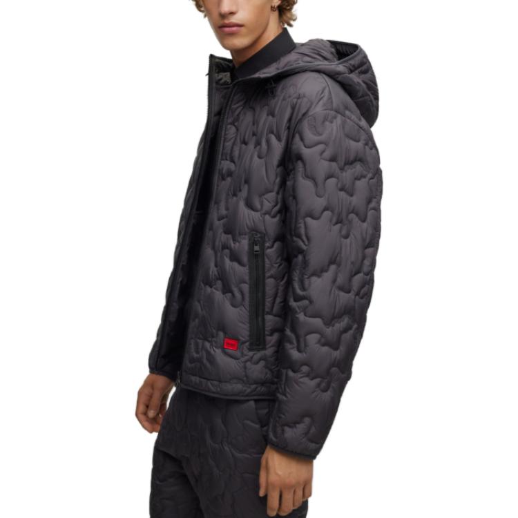 HUGO BOSS Plain Patch Quilted Cotton Hoodie Jacket Navy Blue Men’s 50496405-023 圖 6