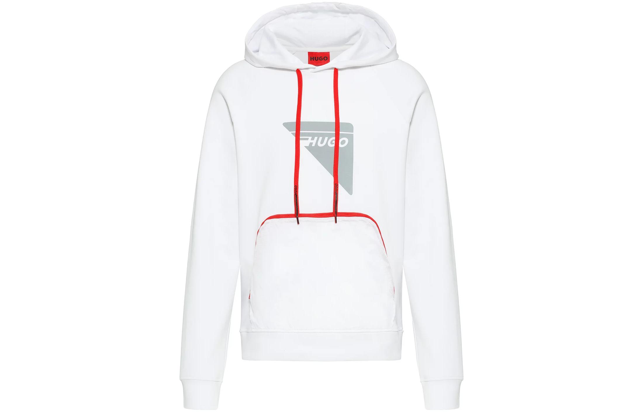 HUGO BOSS Printed Drawstring Hoodie White - Long Sleeve 50472920-100