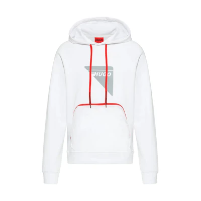 HUGO BOSS Printed Drawstring Hoodie White - Long Sleeve 50472920-100