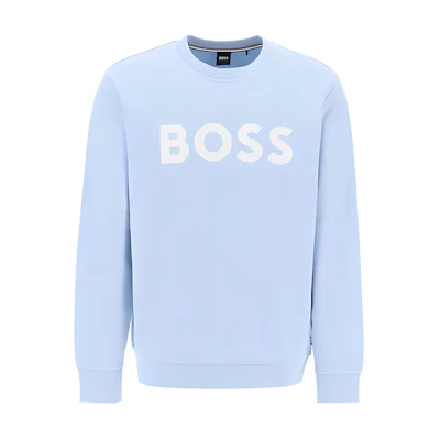 HUGO BOSS Pullover Crewneck Sweatshirt Light Blue with Logo Print 50496642-450