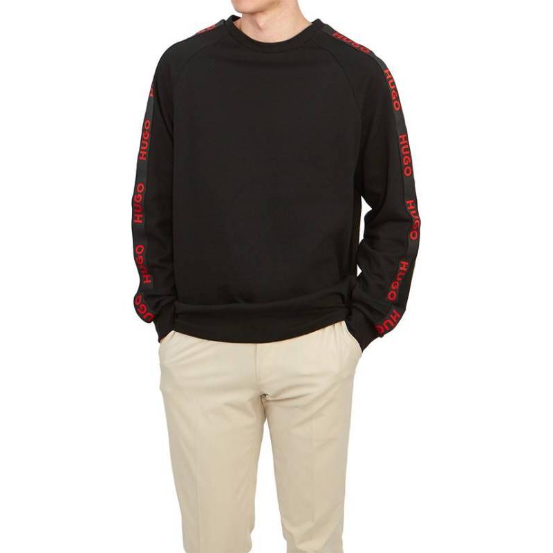 HUGO BOSS Pullover Crewneck Sweatshirt with Letter Print - Black 50504273-001