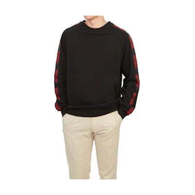 HUGO BOSS Pullover Crewneck Sweatshirt with Letter Print - Black 50504273-001