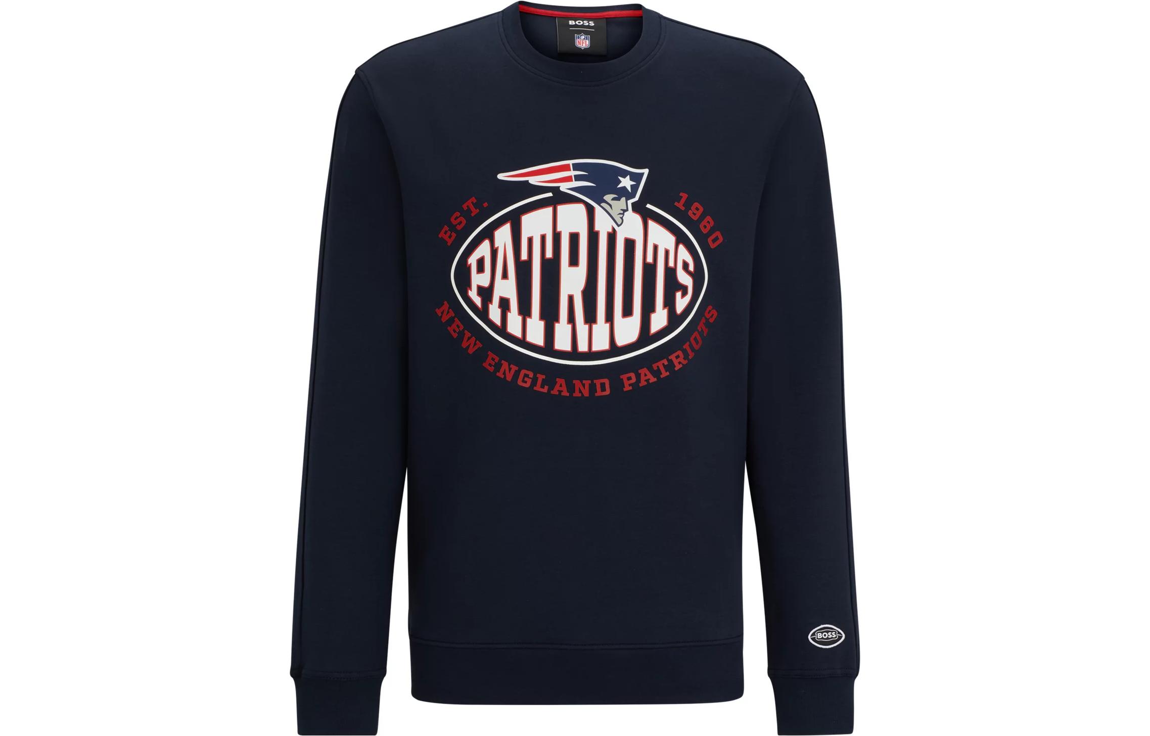 HUGO BOSS Pullover Sweatshirt Navy Blue Letter Print 50504600-406