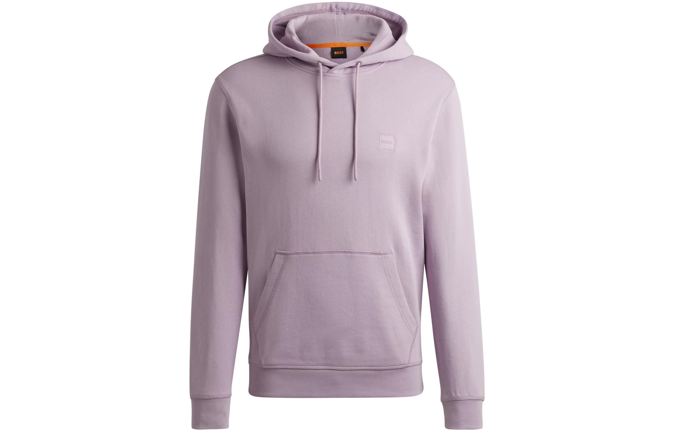 HUGO BOSS Purple Cotton-Terry Hoodie with Logo Patch for Men 50509314-536