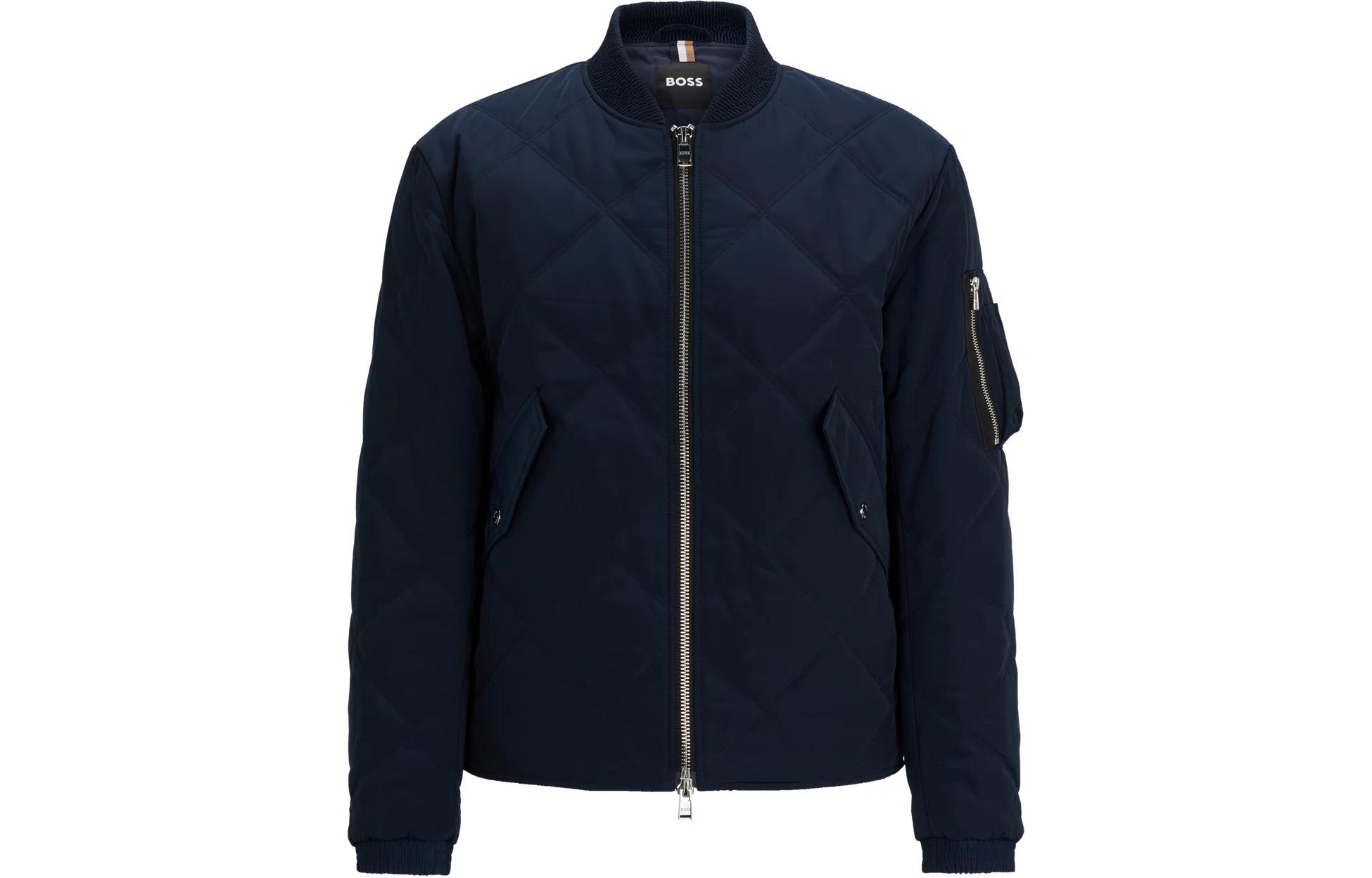 HUGO BOSS Quilted Regular-Fit Jacket with Sleeve Pocket - Navy 50505111-404